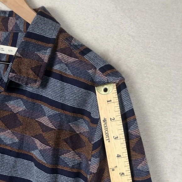 WOOLRICH Aztec Flannel Shirt Women's Sz XL Blue Button Up Casual Southwestern - Picture 11 of 16